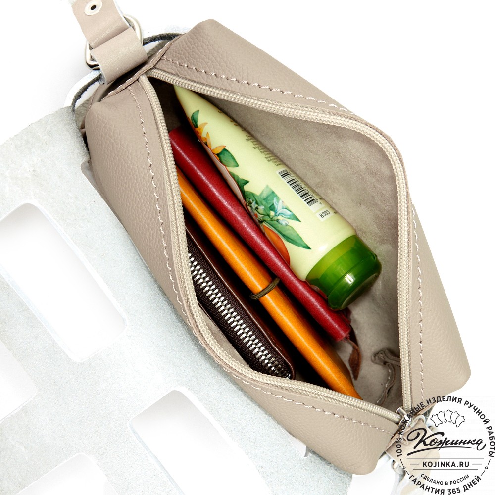 Женская кожаная сумка "Кортни" (бежевая) 